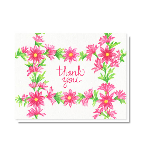 Pink Daisy Thank You Card