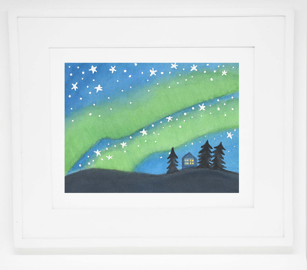 Northern Lights House 8x10 art print